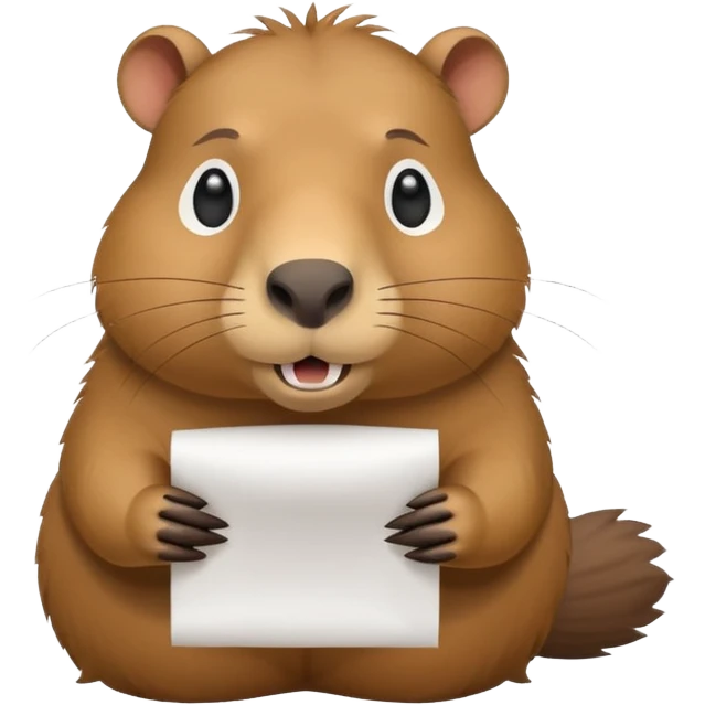 emoji of capibara chewing white paper, full height emoji