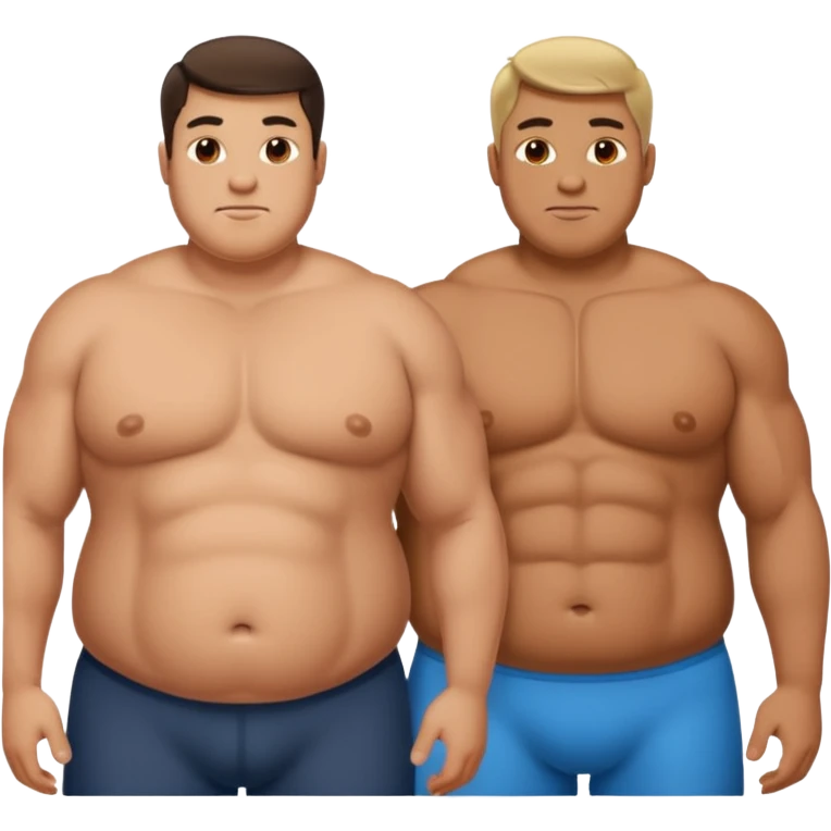 two men "before/after" the same but first fat then muscular emoji
