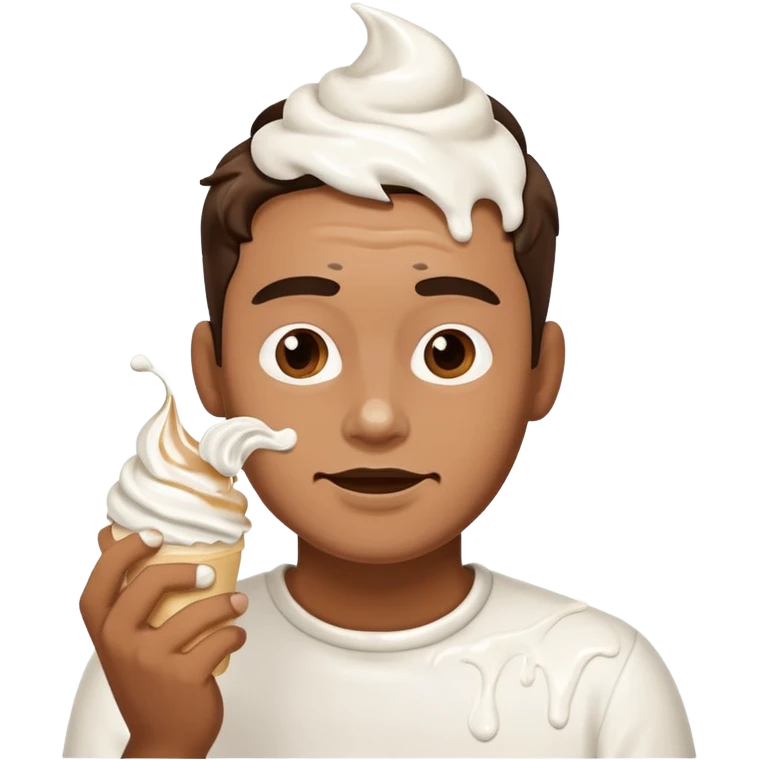 a man playing with cream emoji