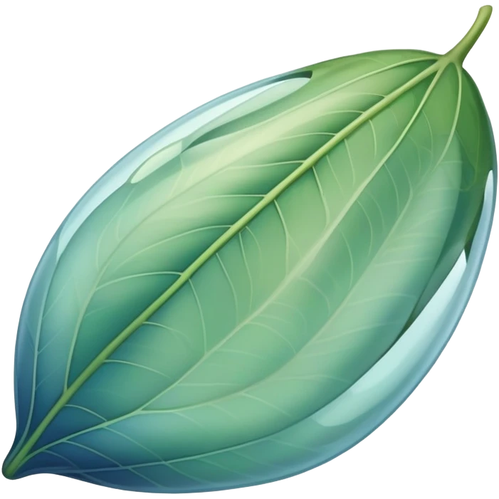 floating cocoon leaf, soft curves, subtle glow, green-blue hues, earth undertones emoji