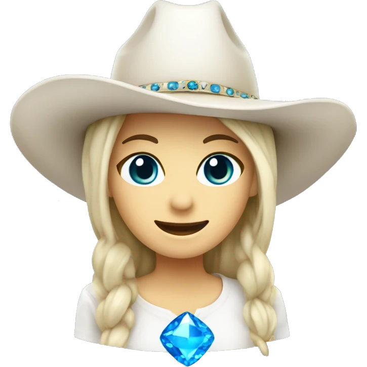 White cowgirl  hat with blue gem emoji