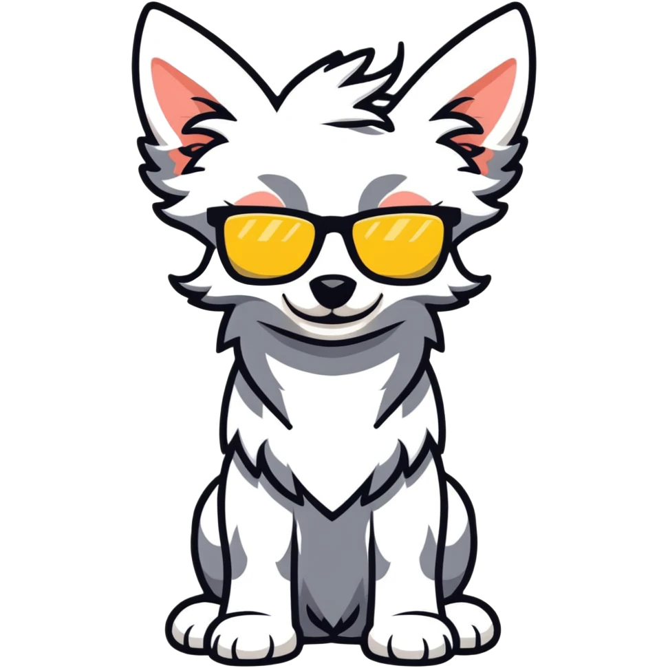 Gray Chinese crested with glasses  emoji