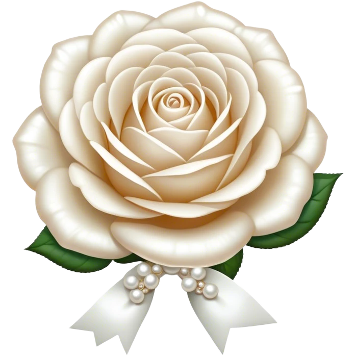 white English rose Benjamin Britten ( flower ) and pearl bow emoji
