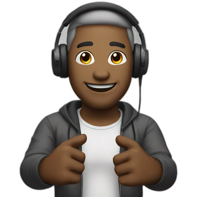 man with headphones on and arms out  emoji