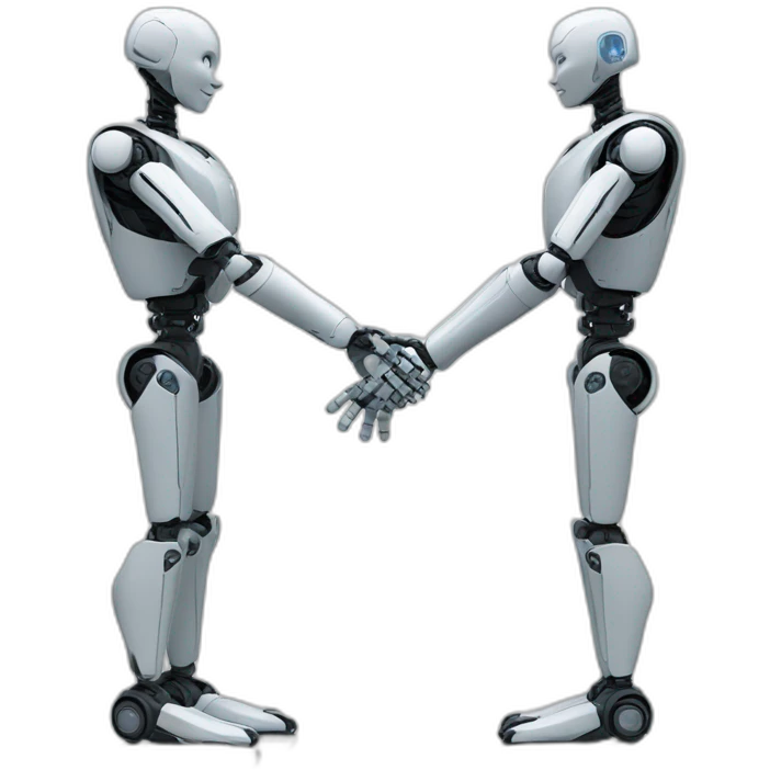 (handshake between a human and a humanoid robot emoji