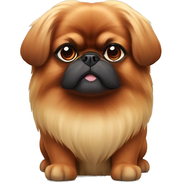 Red Pekingese dog with short ears  emoji