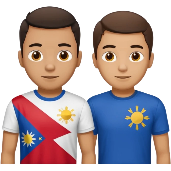 2 male Best buds , one in showing Philipines flag tshirt, one is Spain emoji