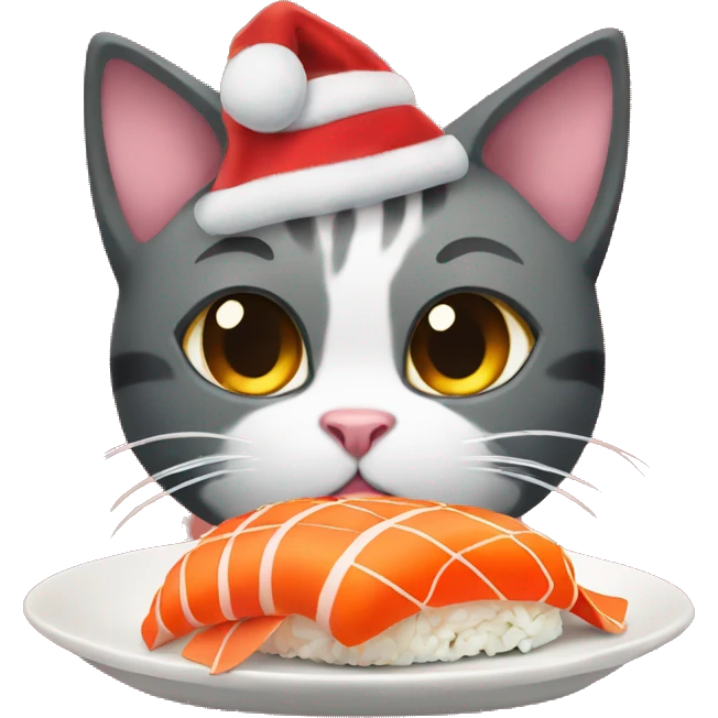 christmas cat eat sushi emoji