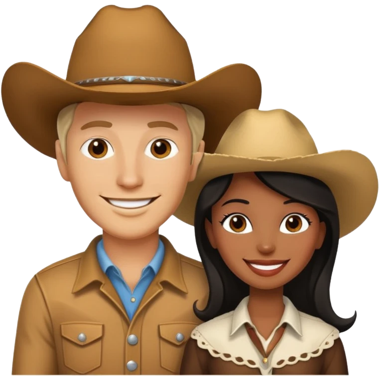 White cow boy and black lady emoji