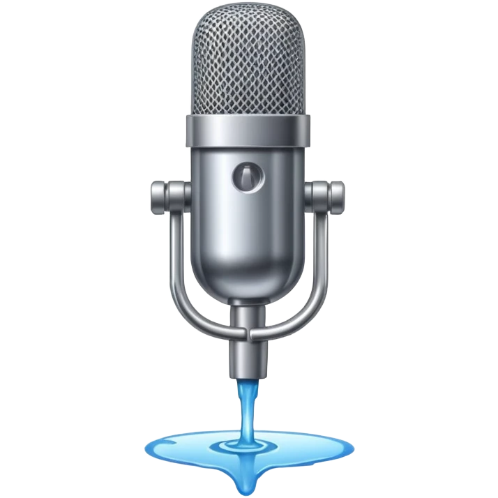 Microphone erupting water out of the holes emoji