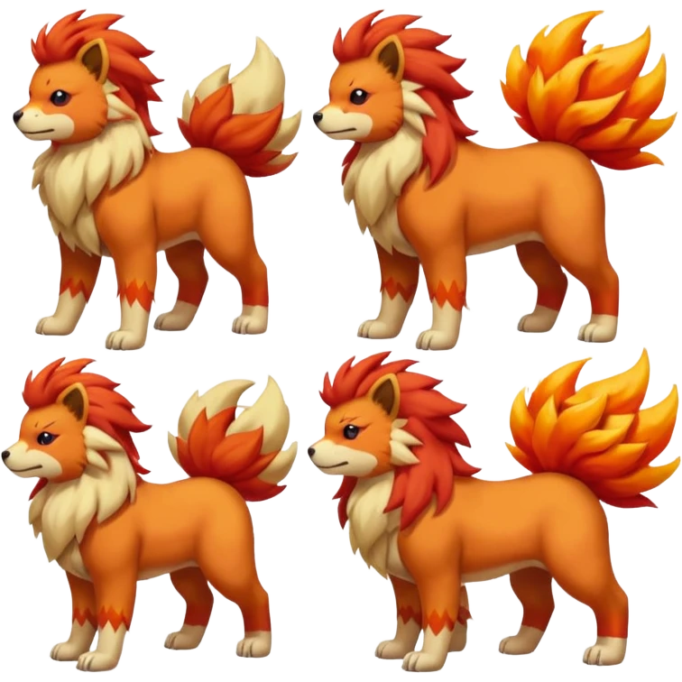Growlithe-Flareon-Aracanine-Ponyta-Entei-fusion (full body) emoji