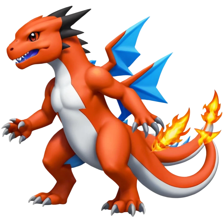 Charmeleon-Guilmon-Zekrom-Kyurem-fusion, full body emoji