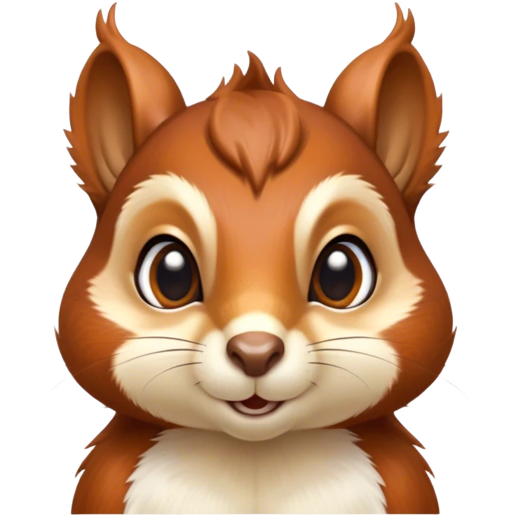 Cinematic Noble Squirrel Portrait Emoji, Poised and regal, with a nimble, agile build and a lush, well-groomed Fur of rich auburn and cream, deep-set soulful bright eyes, Simplified yet sharp and sophisticated features, highly detailed, glowing with a soft, dignified glow, high shine, intelligent and spry, stylized with an air of woodland charm, focused and attentive, soft glowing outline, capturing the essence of a watchful and confident rodent, so majestic it feels as though it could scamper out of the screen with effortless authority! emoji