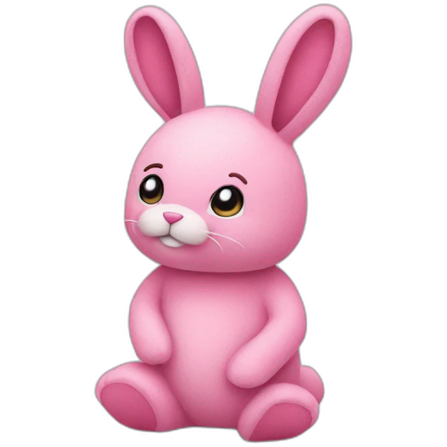 pink plush rabbit thinking pose emoji