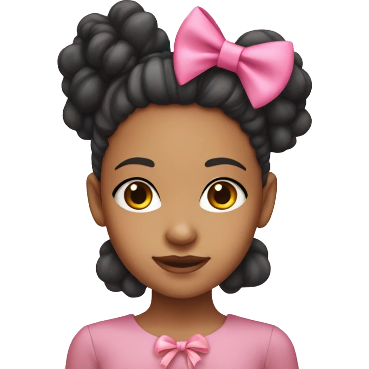 Mixed race girl with a pink bow emoji