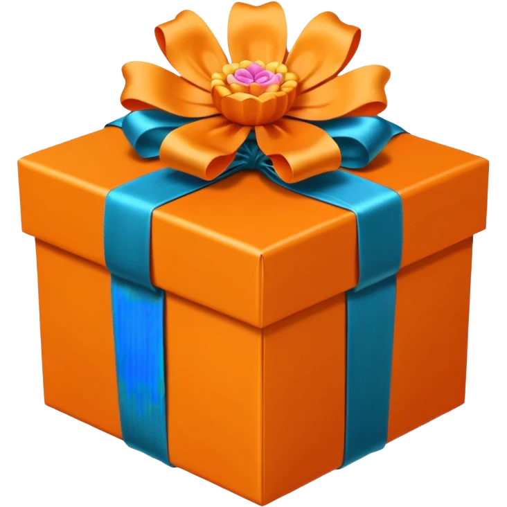 Decorative flower Gift Box orange emoji