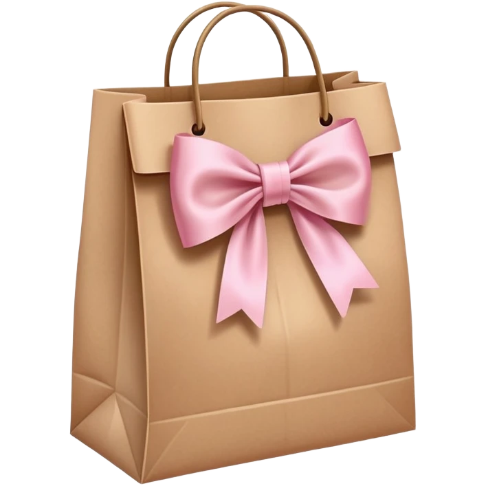 Brown bag with pastel pink bow emoji