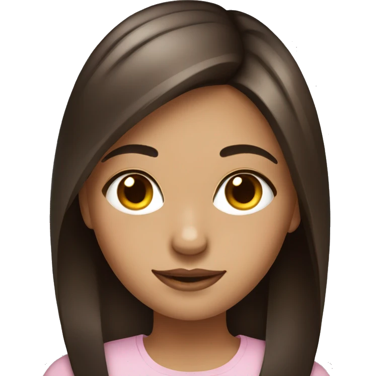 girl with dark brown and soft highlights straight hair portrait emoji