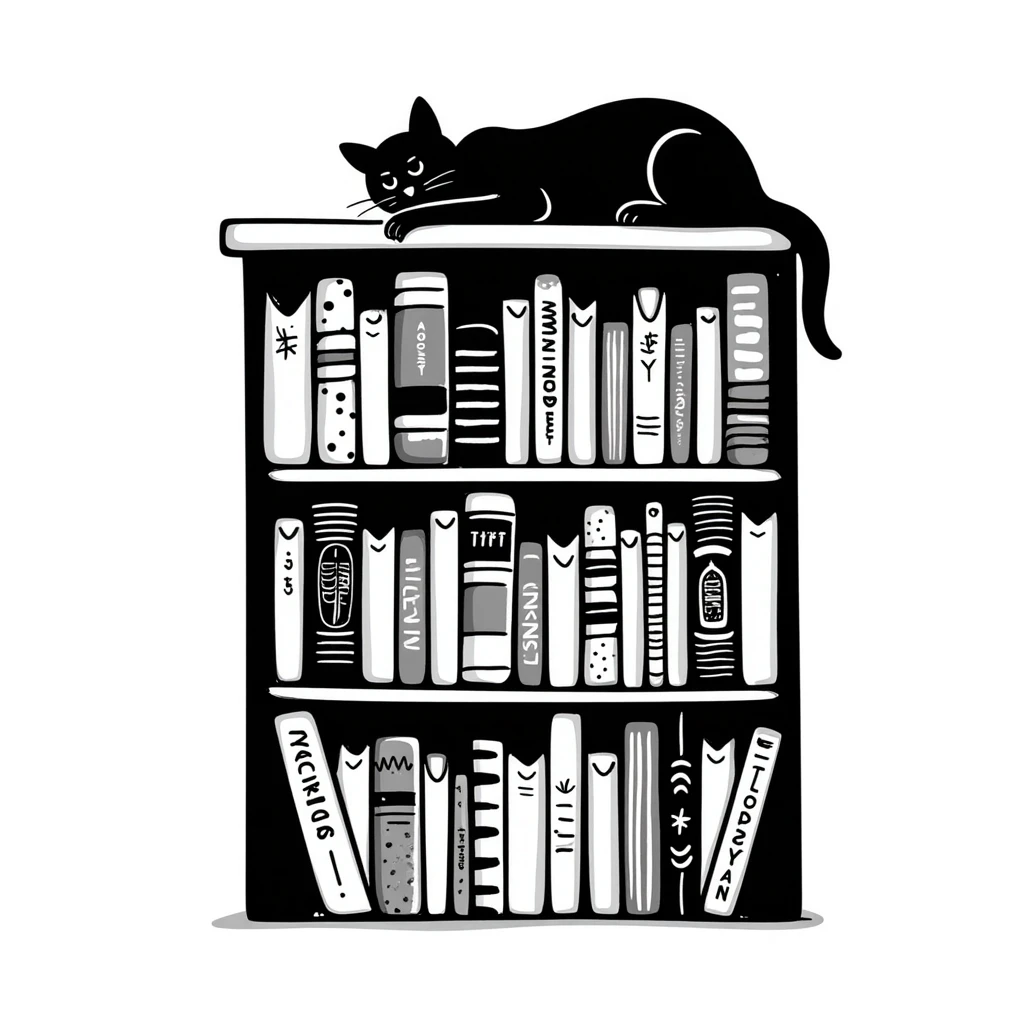 Cozy bookshelf filled with books of different sizes and colors emoji