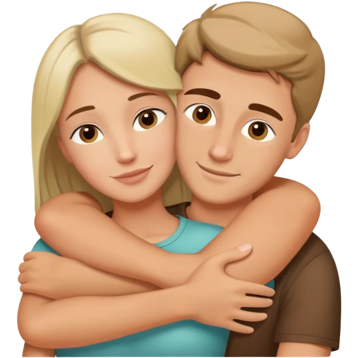 Caucasian people hugging each other, friendship, warm embrace emoji