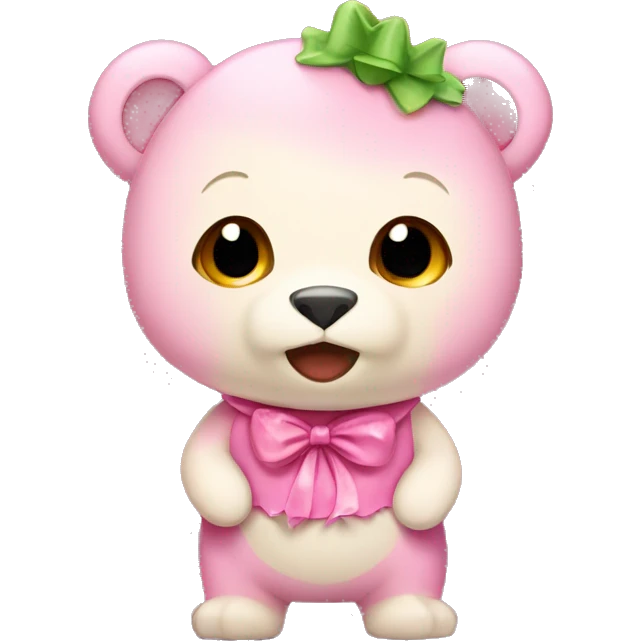 Cute bear with pink bows and dinosaur costume emoji