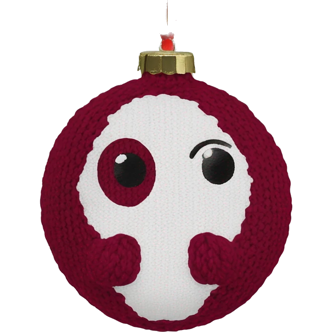 Wine red round knit Christmas ornament  emoji