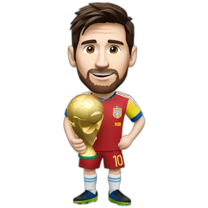 lionel messi  with the world cup emoji