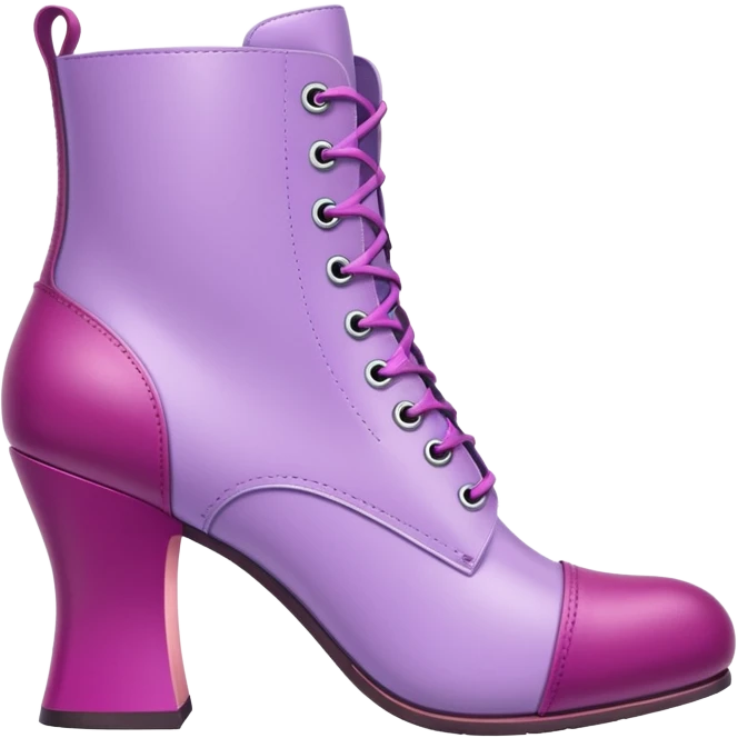lilac colored boot with magenta heel and toe cover emoji