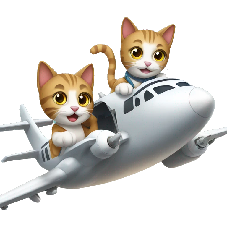 two cats riding on a plane emoji