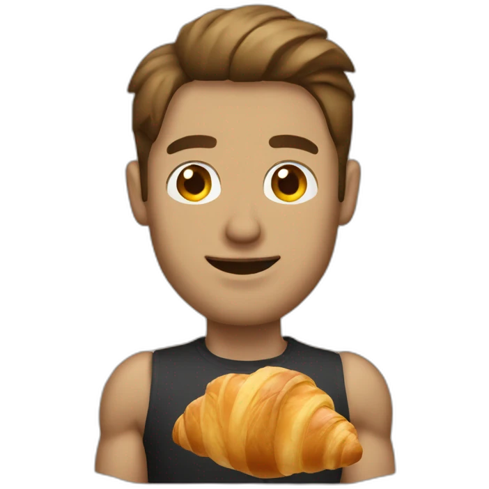Man that has croissant as bicep emoji