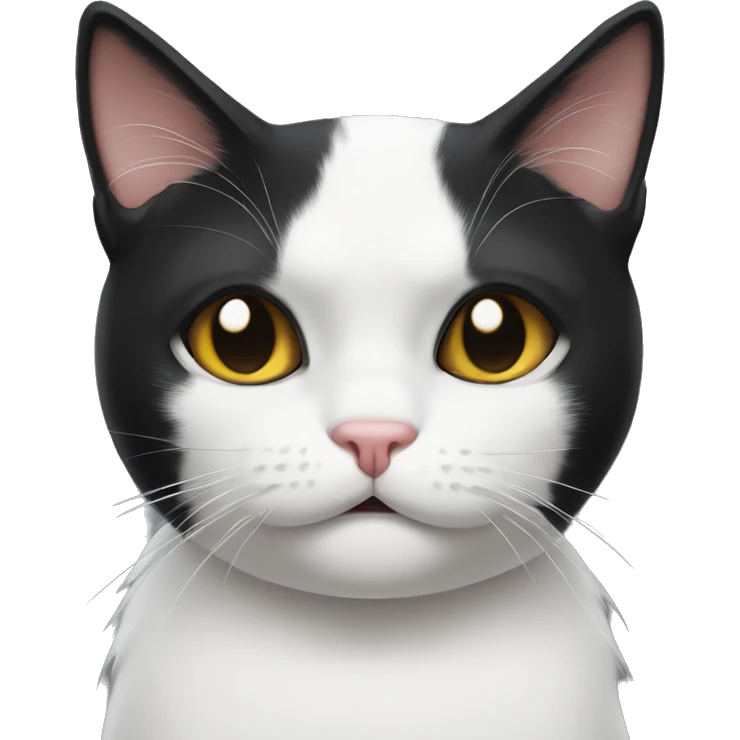 white and black cat making a pouty face emoji