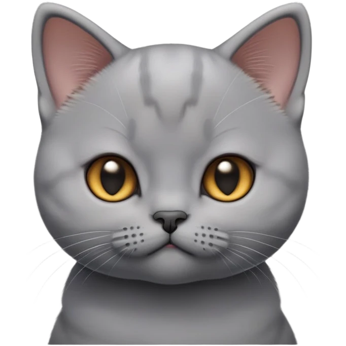 cinematic-cute-realistic british shorthair-kitten cat-portrait-emoji,-head-tilted-playfully-and-inquisitively,-sleek-solid-grey-fur,-simplified-yet-adorable-features,-highly-detailed,-glowing-with-a-warm,-friendly-glow emoji