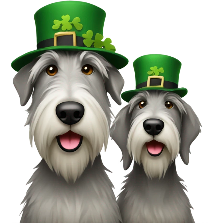 2 irish wolfhounds with hats  emoji