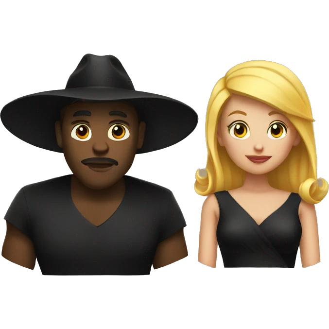 a black dress and a pokerface emoji