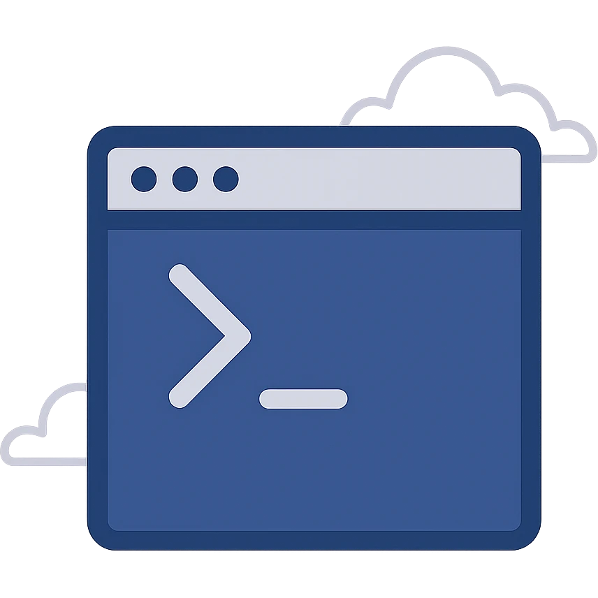 flat color terminal emulator icon featuring a command line window with blinking cursor emoji