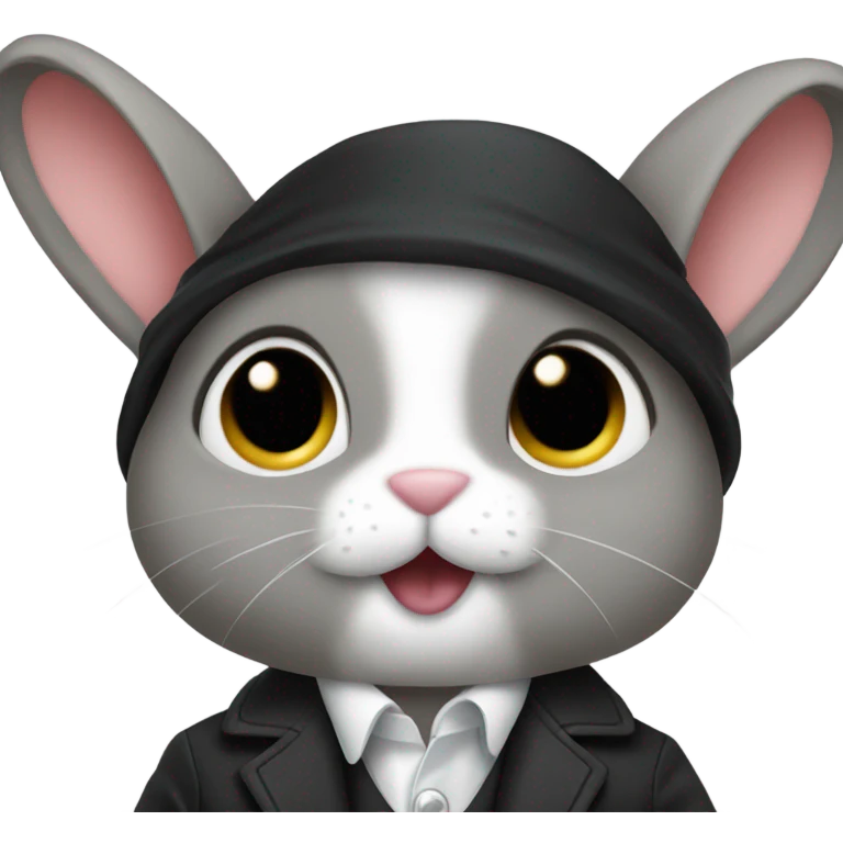 Bunny wearing a black jacket  emoji