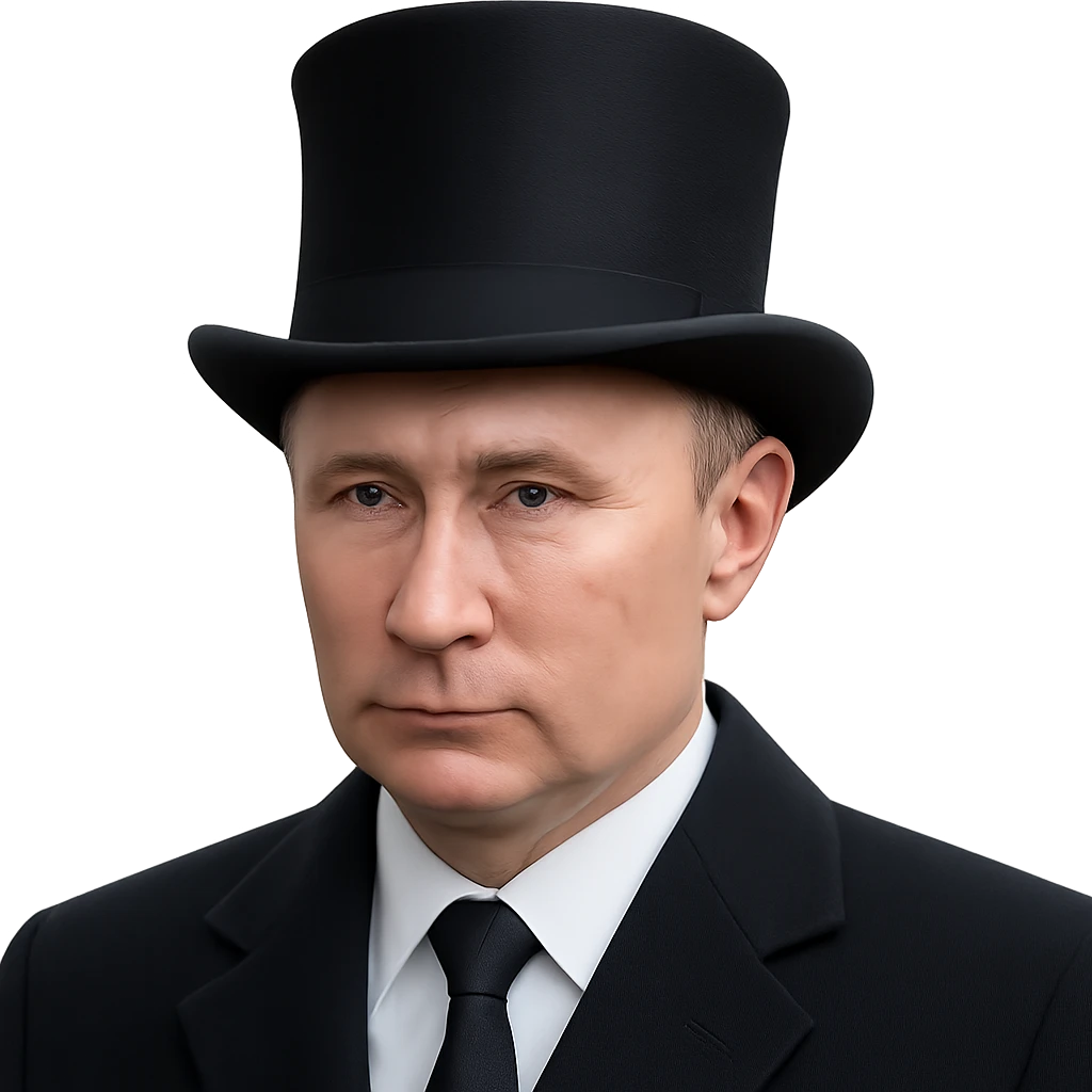 realistic Putin in a black top hat emoji
