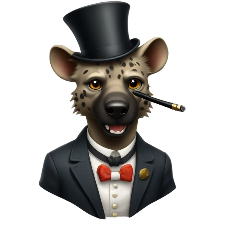 Male, muscular, hyena, smoking pipe, top hat, fancy, high class emoji