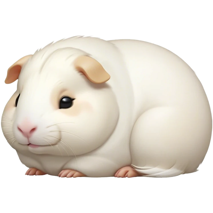 Meme-Worthy Cute Sleeping White Guinea Pig Portrait Emoji, Head resting peacefully with a contented smile, showcasing a delightfully chubby build and a luxuriously soft pure white coat, eyes shut in a serene, cozy nap, Simplified yet hilariously adorable features, highly detailed, glowing with a soft, drowsy light, high shine, relaxed and utterly lovable, stylized with an air of playful laziness, bright and heartwarming, soft glowing outline, capturing the essence of a comically sleepy guinea pig, so meme-worthy it feels like it could instantly become the next viral sensation of adorable slumber! emoji