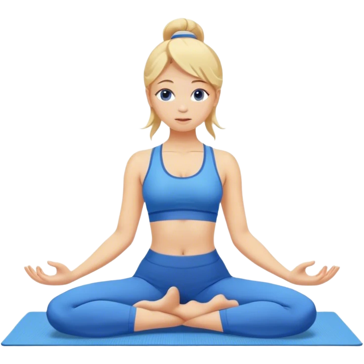 blonde haired girl in blue outfit doing yoga emoji