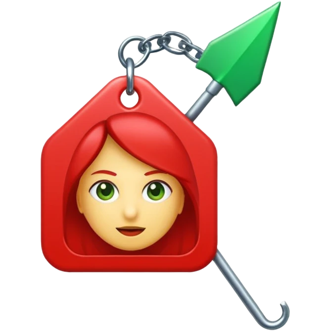 Tag vermelha com uma flecha pra cima verde do lado emoji