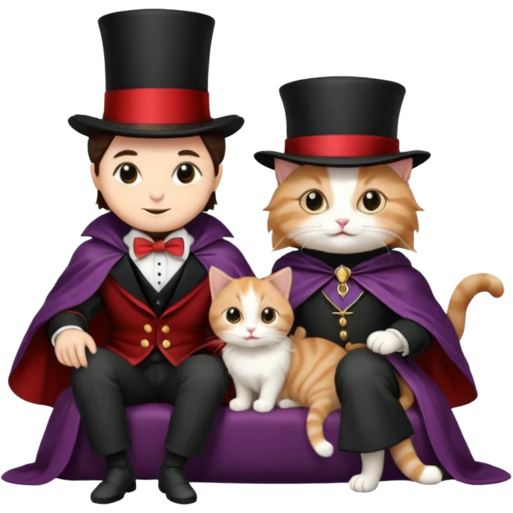 magician couple and their pet cat emoji