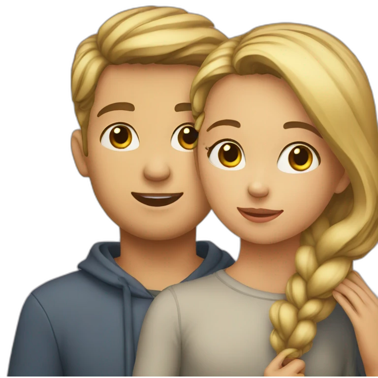 Girl holding guy’s chin  emoji