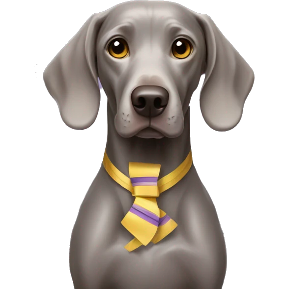 Weimaraner with a ribbon on its head emoji