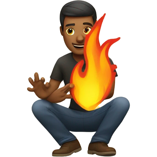man playing with fire emoji