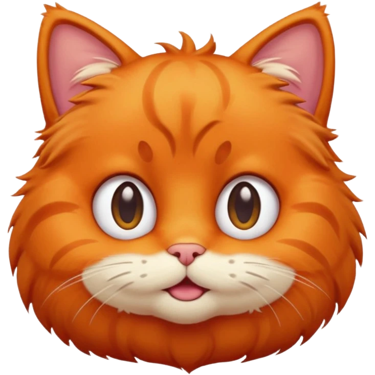 Garfield the orange cartoon cat, round face, big eyes, mischievous expression emoji