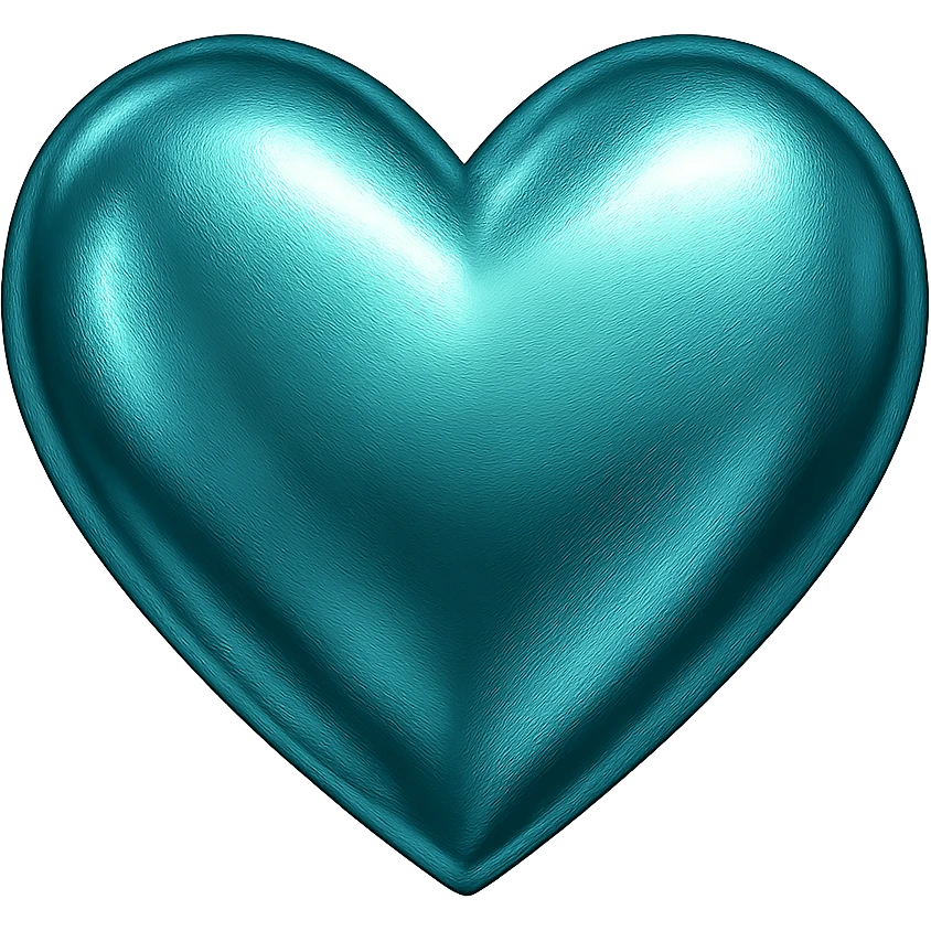 heart with a metallic turquoise finish, digital illustration, no background emoji