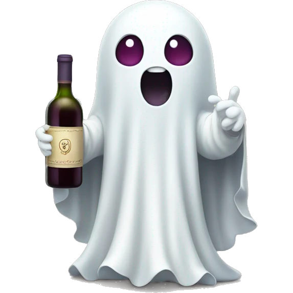 cute ghost holding wine emoji