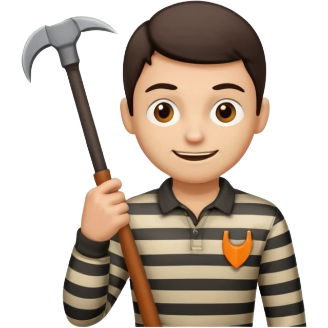 Thief with crowbar and striped shirt emoji