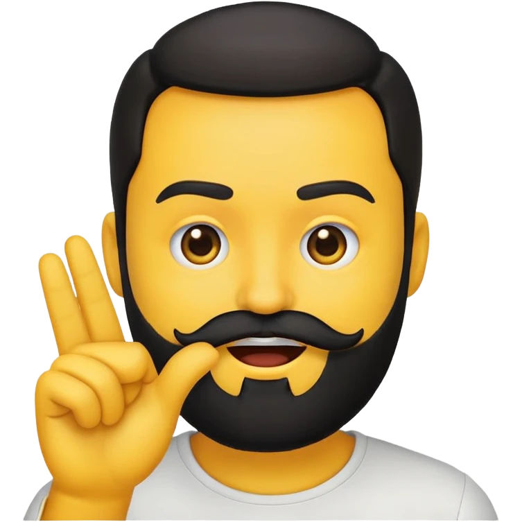 circular yellow emoji with black beard, mouth to the side, one eyebrow up, hand gesturing 'no' emoji